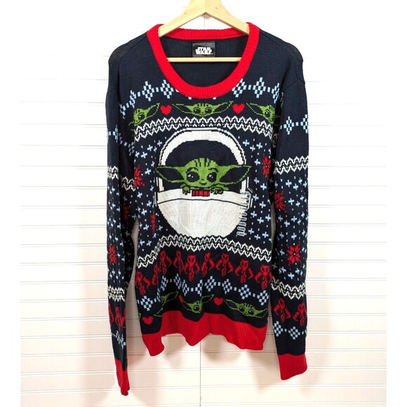 Geeknet Star Wars Christmas Sweater Mens XL Baby Yoda Fair Isle Holiday Festive - Picture 1 of 12